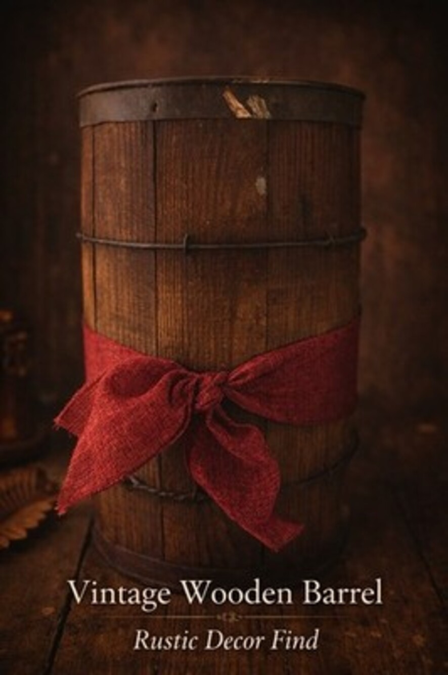 Antique Wooden Nail Keg Primitive Farm Hardware Barrel Rustic Decor